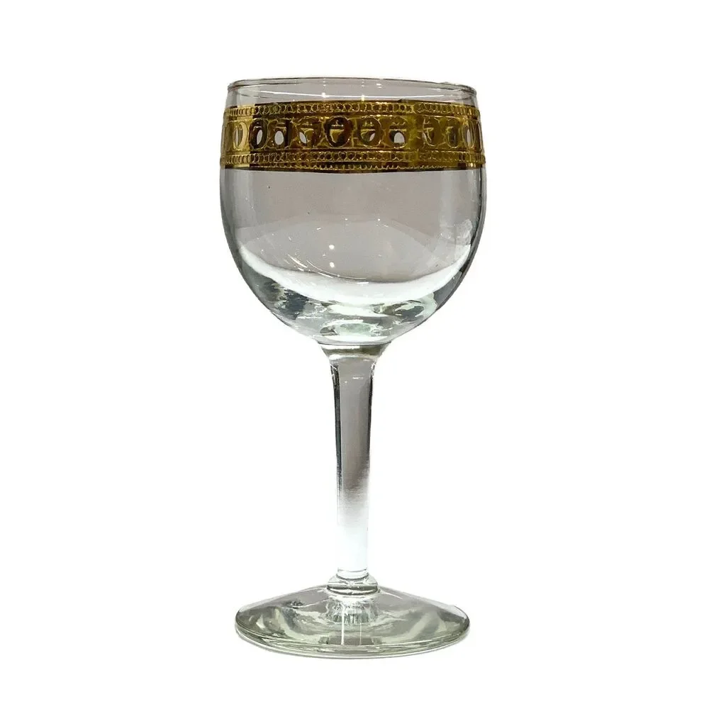 Vintage Culver Gold Wine Glasses Set of 4 MCM Stemmed Cordial Goblets